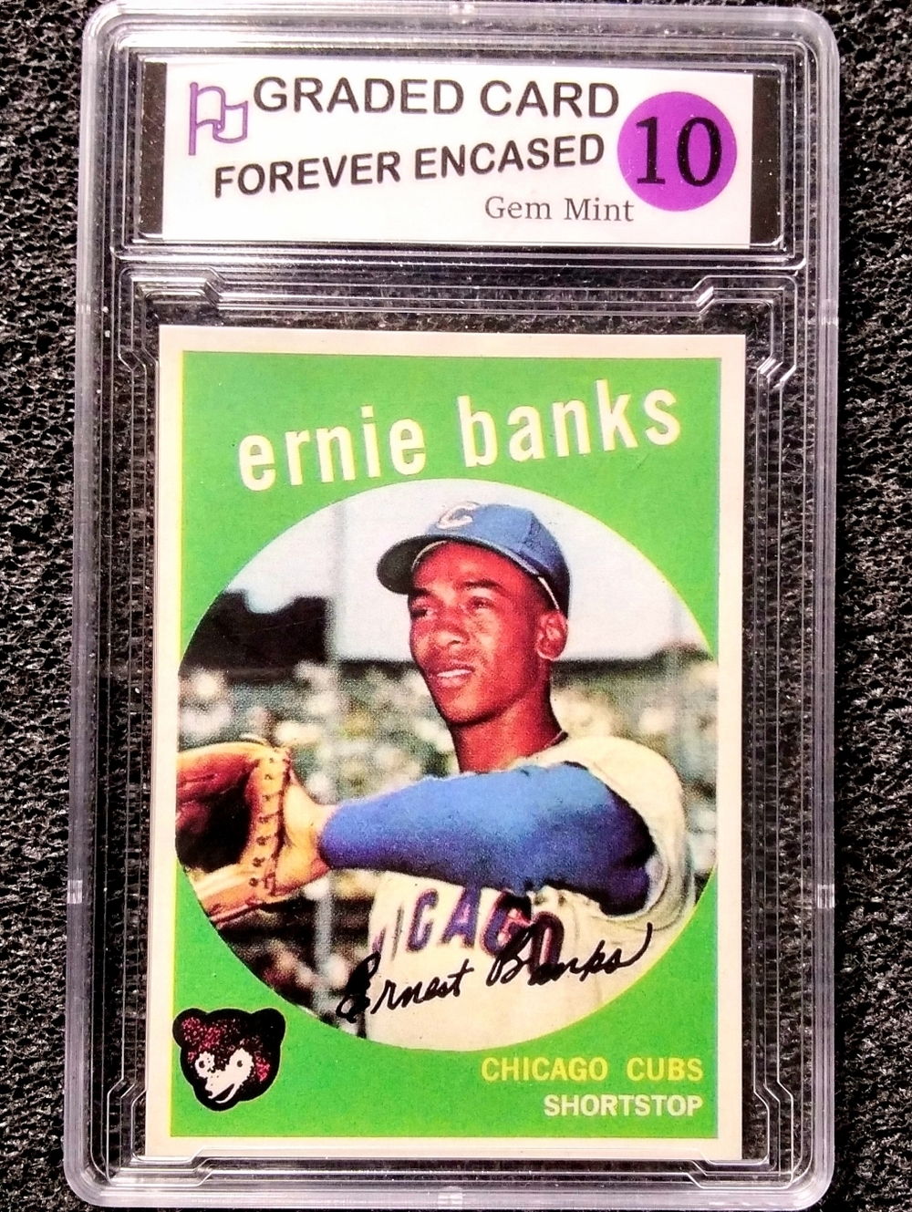 Ernie Banks Chicago Cubs HOF Autograph Baseball Card. Graded 10 Gem Mint